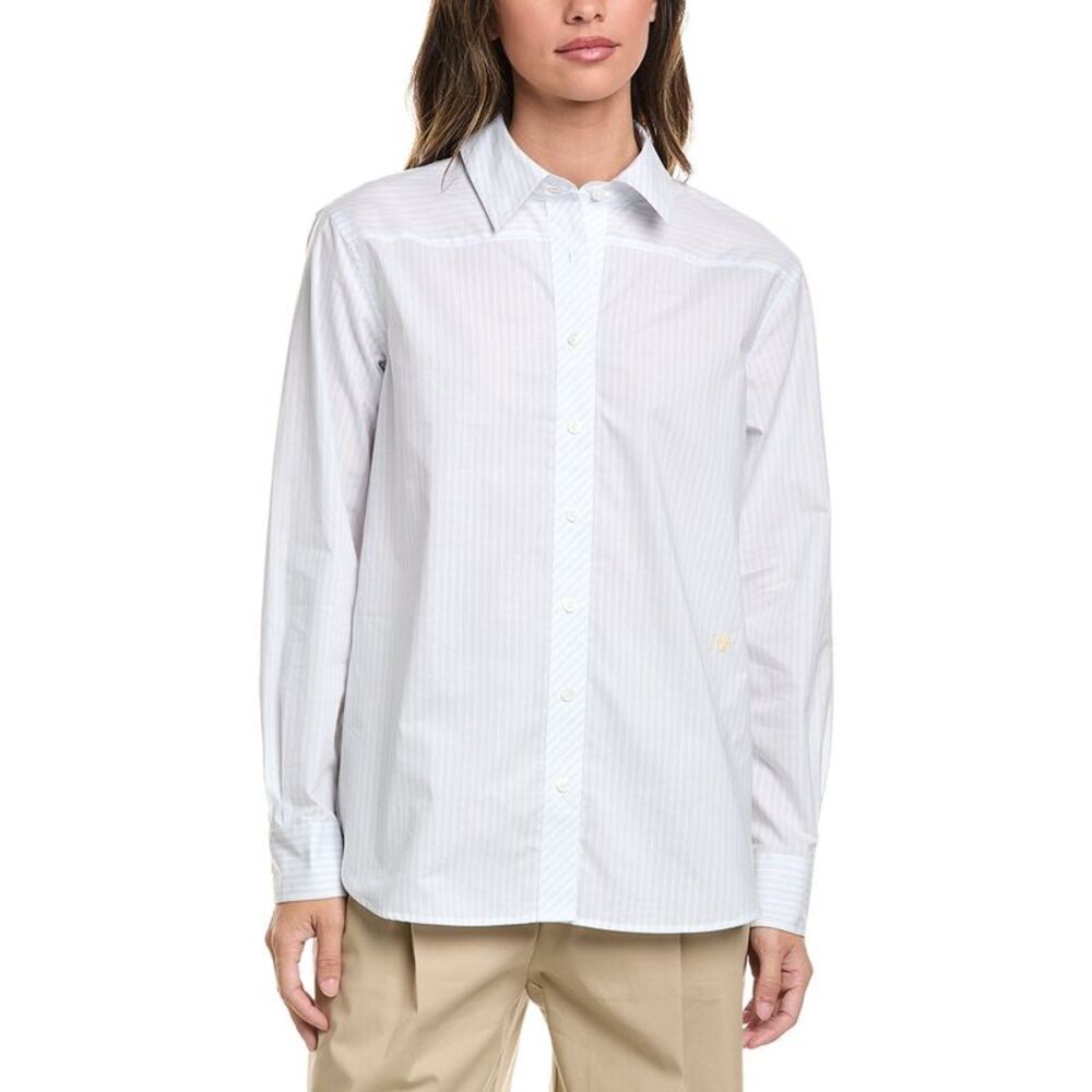 Brooks Brothers Womens Oversized Poplin Blouse, White